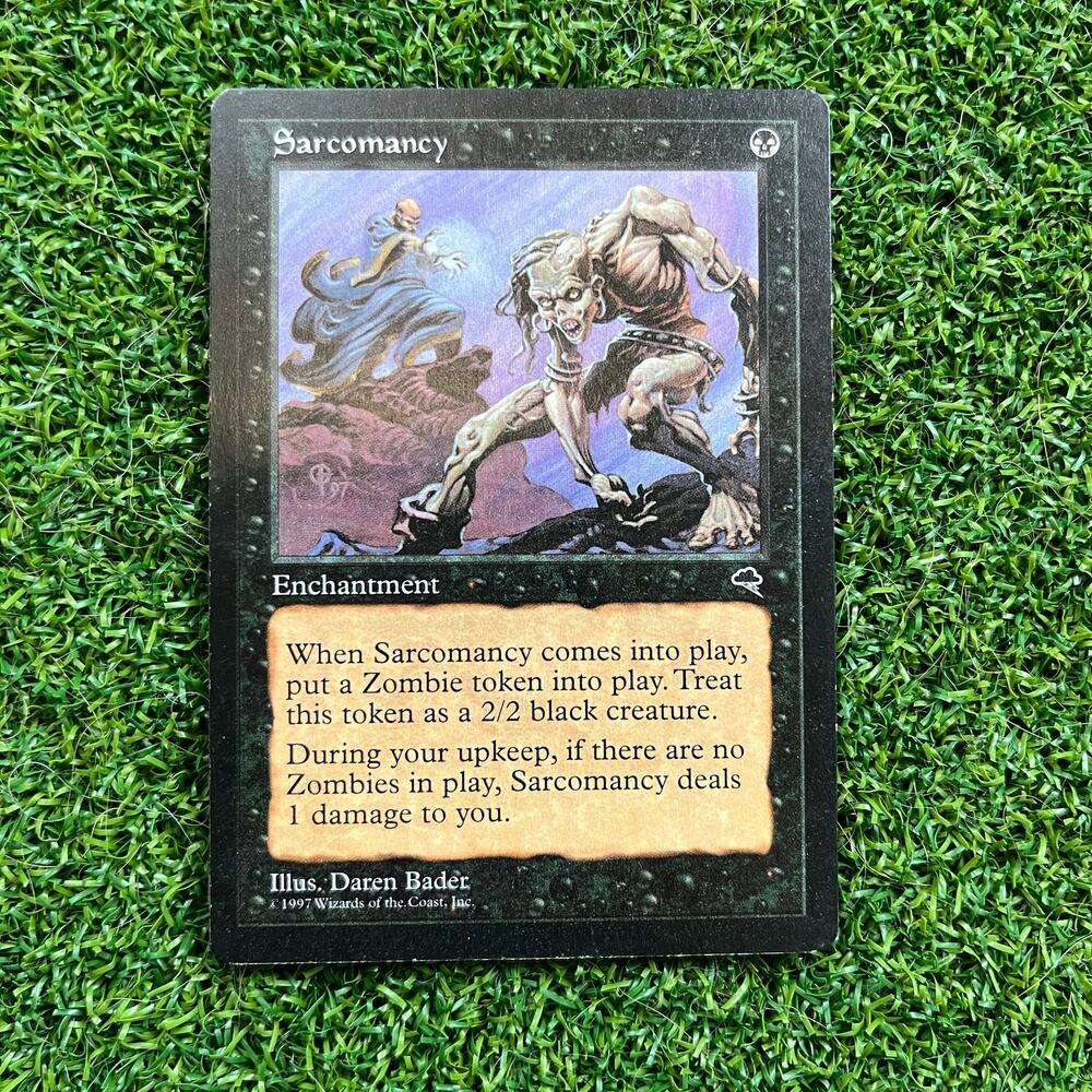 MTG Sarcomancy Tempest Rare 1997 Zombie Enchantment Vintage Magic The Gathering